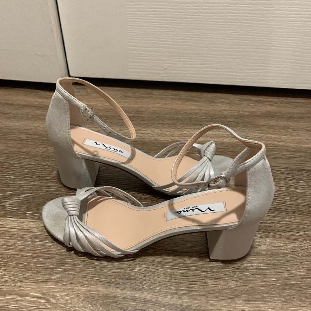Silver block heel